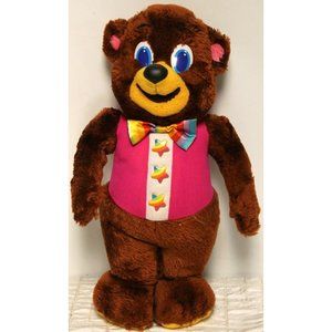 Vtg 90s Lisa Frank Hollywood Bear Rainbow Buttons Bowtie Plush Stuffed Animal